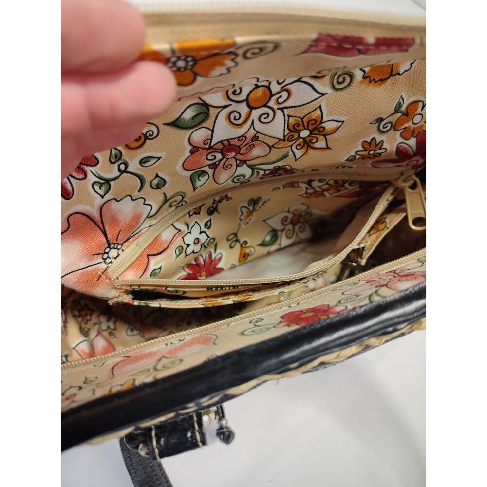 Brighton Straw & Leather Purse Handbag Shoulder Hearts Red Black Tan Summer Boho - Picture 14 of 16